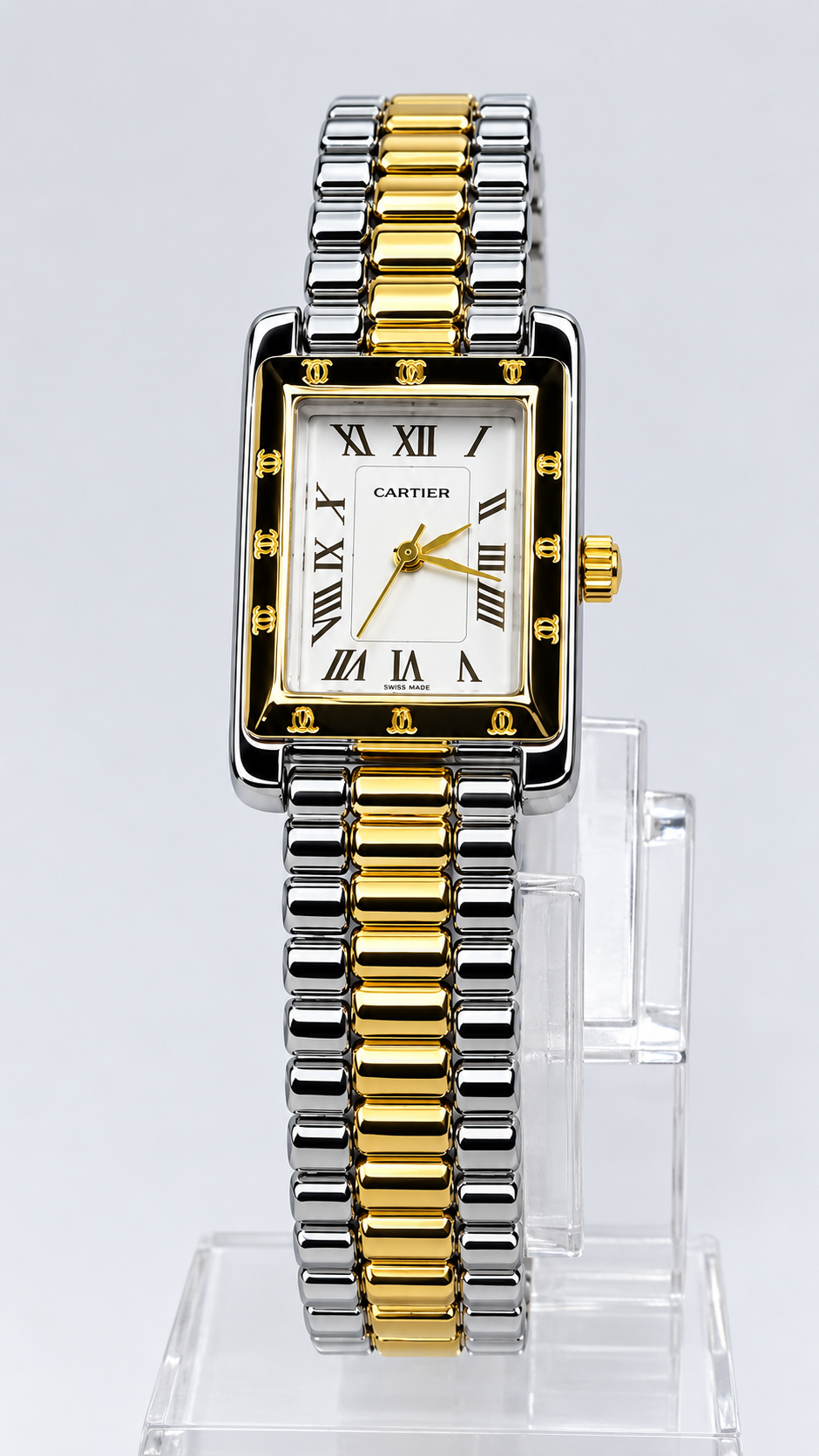 Ladies Two-Tone Cartier Tank With Roman Dial
