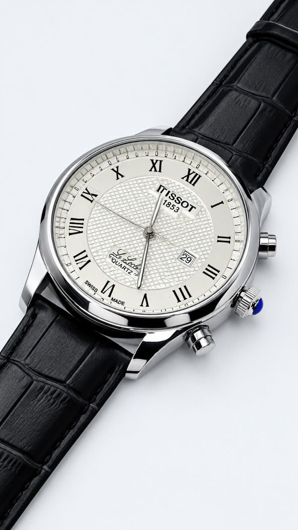 Tissot pxr black lather staps with white dial